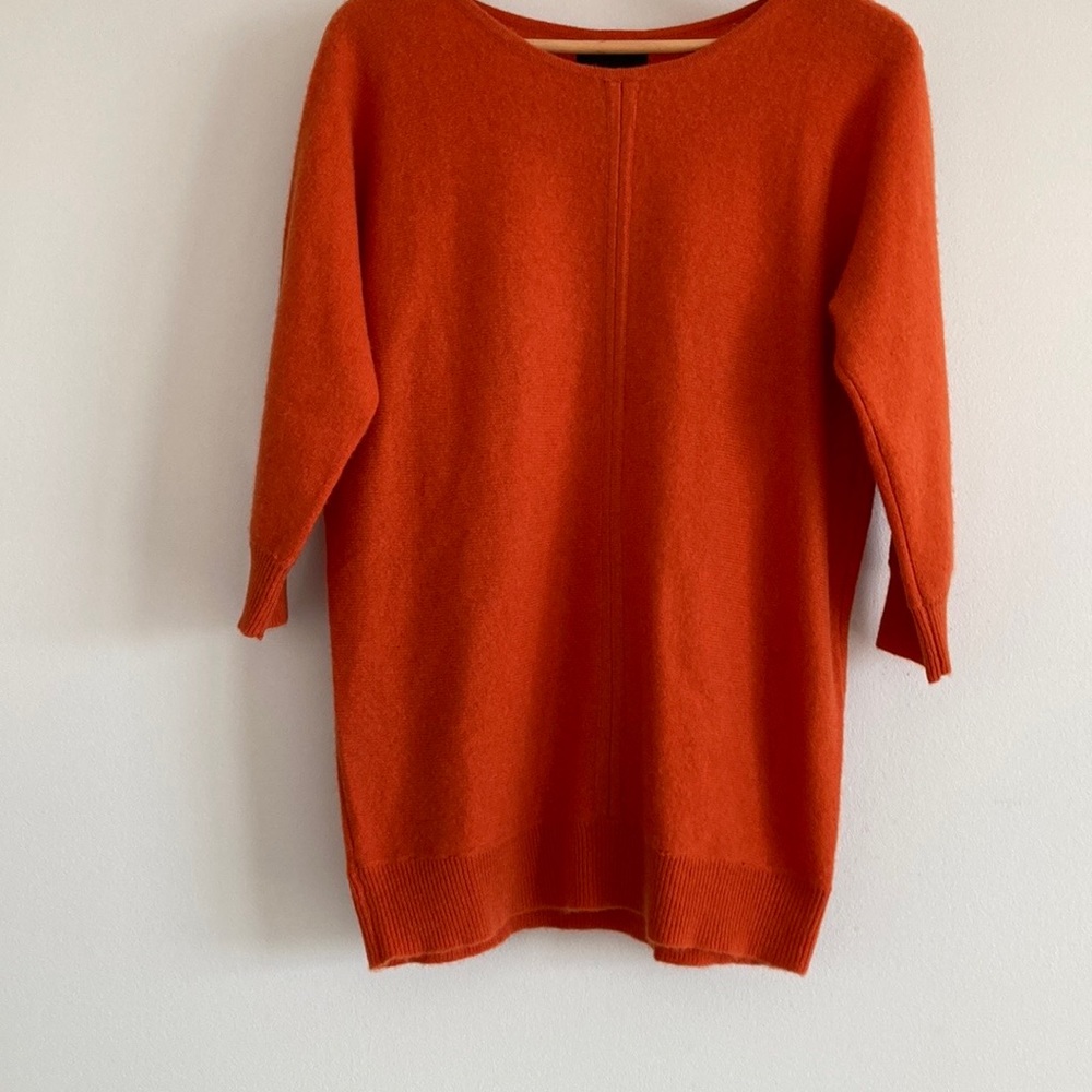 Cynthia Rowley Cashmere 3/4 Length Sleeve Sweater- Orange/Rust- Size M